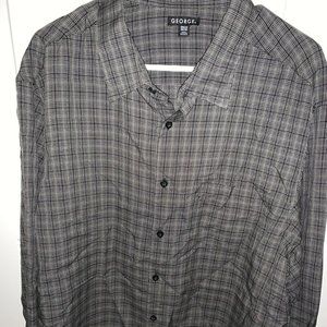 George Plaid Button Up Black/Gray Long Sleeve 2XL